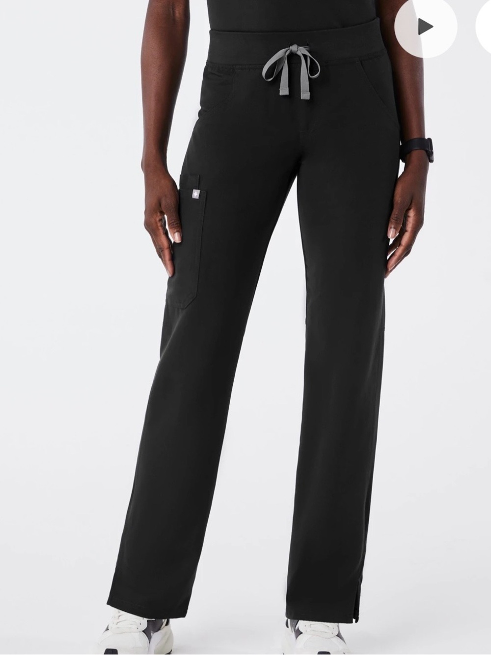 Figs Black Straight-Leg Drawstring Scrub Pants Kade Cargo